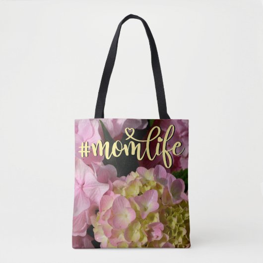 Roze Crème Hydrangeas geel roze bloemmoer leven Tote Bag (Voorkant)