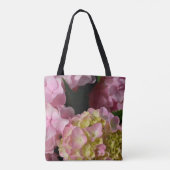 Roze Crème Hydrangeas geel roze bloemmoer leven Tote Bag (Achterkant)