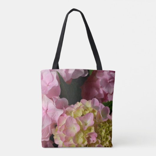 Roze Crème Hydrangeas geel roze bloemmoer leven Tote Bag (Achterkant)