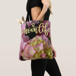 Roze Crème Hydrangeas geel roze bloemmoer leven Tote Bag