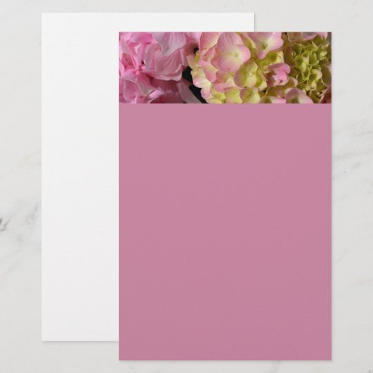 Roze Crème Hydrangeas geel roze groen bloemig Briefpapier (Voorkant / Achterkant)