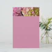Roze Crème Hydrangeas geel roze groen bloemig Briefpapier (Staand voorkant)