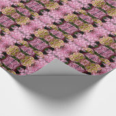 Roze Crème Hydrangeas geel roze groen bloemig Cadeaupapier (Hoek)