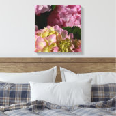 Roze Crème Hydrangeas geel roze groen bloemig Canvas Afdruk (Insitu (Slaapkamer))