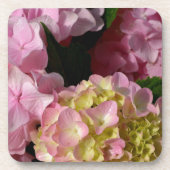 Roze Crème Hydrangeas geel roze groen bloemig Drankjes Onderzetter (Voorkant)
