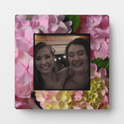 Roze Crème Hydrangeas geel roze groen bloemig Fotoplaat (Voorkant)