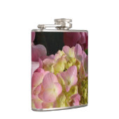 Roze Crème Hydrangeas geel roze groen bloemig Heupfles (Rechts)