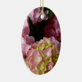 Roze Crème Hydrangeas geel roze groen bloemig Keramisch Ornament (Rechts)
