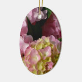 Roze Crème Hydrangeas geel roze groen bloemig Keramisch Ornament (Links)