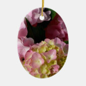 Roze Crème Hydrangeas geel roze groen bloemig Keramisch Ornament (Voorkant)