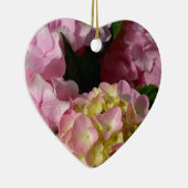 Roze Crème Hydrangeas geel roze groen bloemig Keramisch Ornament (Rechts)