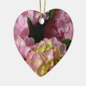 Roze Crème Hydrangeas geel roze groen bloemig Keramisch Ornament (Links)