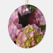 Roze Crème Hydrangeas geel roze groen bloemig Keramisch Ornament (Links)