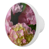 Roze Crème Hydrangeas geel roze groen bloemig Keramische Knop (Rechts)