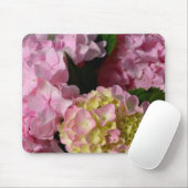 Roze Crème Hydrangeas geel roze groen bloemig Muismat (Met muis)