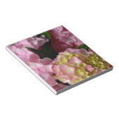 Roze Crème Hydrangeas geel roze groen bloemig Notitieblok (Schuin)
