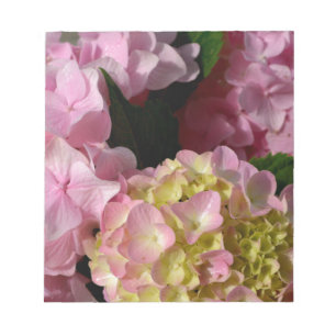 Roze Crème Hydrangeas geel roze groen bloemig Notitieblok