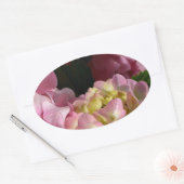 Roze Crème Hydrangeas geel roze groen bloemig Ovale Sticker (Envelop)