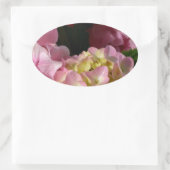 Roze Crème Hydrangeas geel roze groen bloemig Ovale Sticker (Tas)