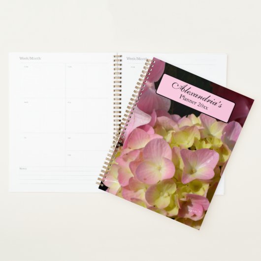 Roze Crème Hydrangeas geel roze groen bloemig Planner (Display)