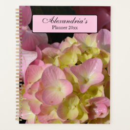 Roze Crème Hydrangeas geel roze groen bloemig Planner
