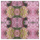 Roze Crème Hydrangeas geel roze groen bloemig Stof (Swatch)