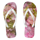 Roze Crème Hydrangeas geel roze groen bloemig Teenslippers (Voetbed)