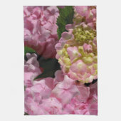 Roze Crème Hydrangeas geel roze groen bloemig Theedoek (Verticaal)