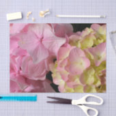 Roze Crème Hydrangeas geel roze groen bloemig Tissuepapier (Craft)
