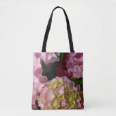 Roze Crème Hydrangeas geel roze groen bloemig Tote Bag (Voorkant)