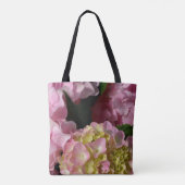 Roze Crème Hydrangeas geel roze groen bloemig Tote Bag (Achterkant)