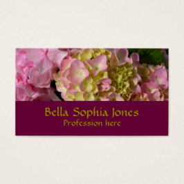 Roze Crème Hydrangeas geel roze groen bloemig Visitekaartjes