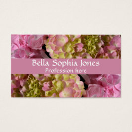 Roze Crème Hydrangeas geel roze groen bloemig Visitekaartjes