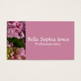 Roze Crème Hydrangeas geel roze groen bloemig Visitekaartjes