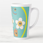 roze crème - illustratie retro - bloem latte mok (Rechts)