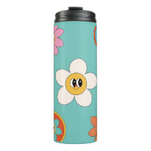roze crème illustratie retro bloem tumbler.