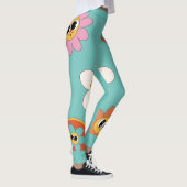 roze crème illustratie retro - leggings (Rechts)