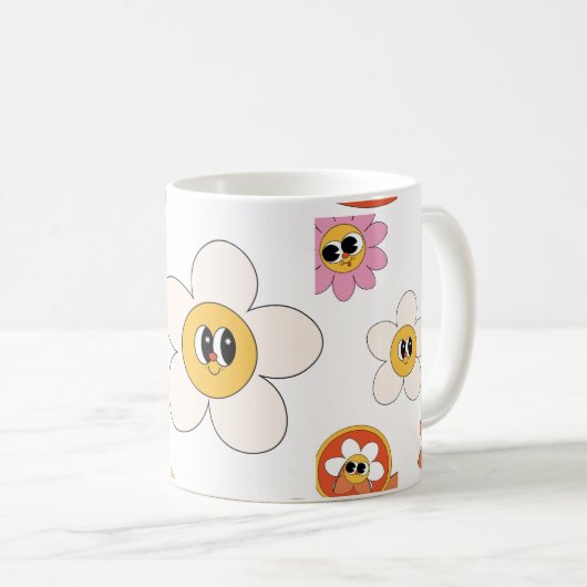 roze crème illustratie retro - mok (Voorkant rechts)