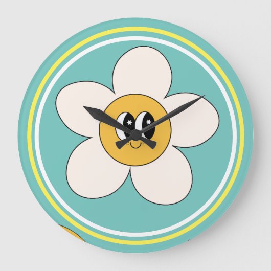 roze crème illustratie retro wall klok. grote klok (Voorkant)