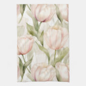 Roze Crème Kleurige Tulp Bloemrijke Bruiloft Theedoek (Verticaal)