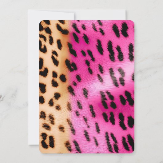 Roze Crème Leopard Goud Glitter Party Kaart (Achterkant)