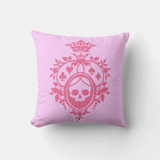 Roze crème met Sierkussen van de schedel en de tra (Voorkant)