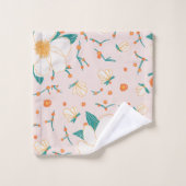 Roze crème naadloos botanisch patroon bad handdoek (Wasdoekje)
