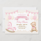 Roze crème pastel baby shower kaart (Voorkant)