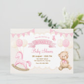 Roze crème pastel baby shower kaart (Staand voorkant)