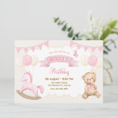 Roze crème pastel verjaardag kaart (Staand voorkant)