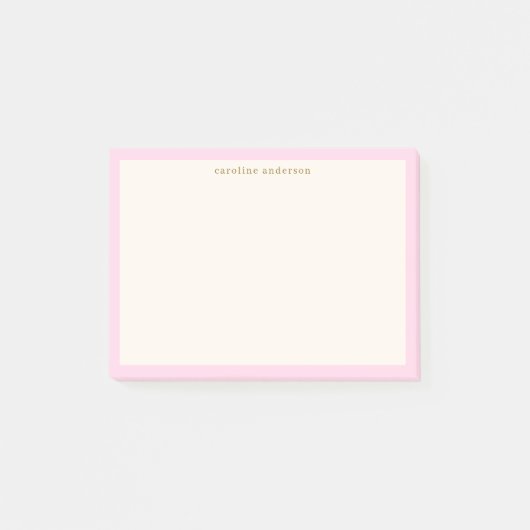 Roze Crème Persoonlijke Naam Terug Naar School Stu Post-it® Notes (Voorkant)
