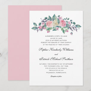 Roze Crème Rozen   3 sets ouders bruiloft Kaart