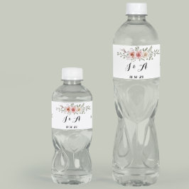 Roze Crème Rozen Grafisch Bloemmotief Water Waterfles Etiket