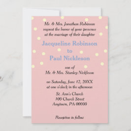 Roze Crème Stippen Blauwe Trouw Kaart